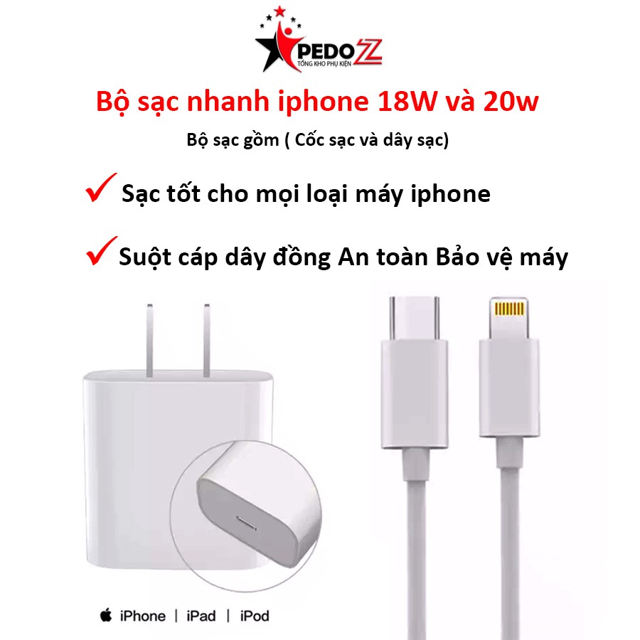 Bộ sạc iphone 20W và 18W chính hãng zin Apple PD iPhone 12 Pro Max, x Max/ 11 Pro/ X/ XS Max/ 8...