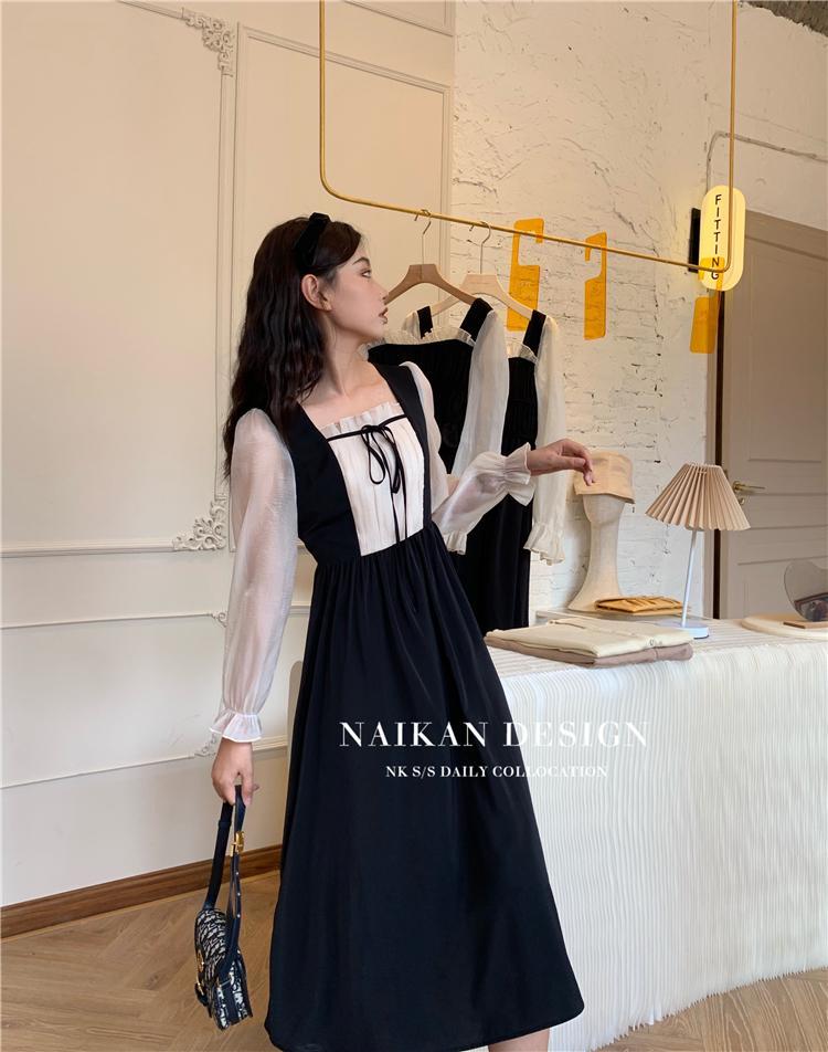 Đầm Midi Tay Dài Cổ Vuông Thời Trang Mùa Thu Cho Nữ | BigBuy360 - bigbuy360.vn