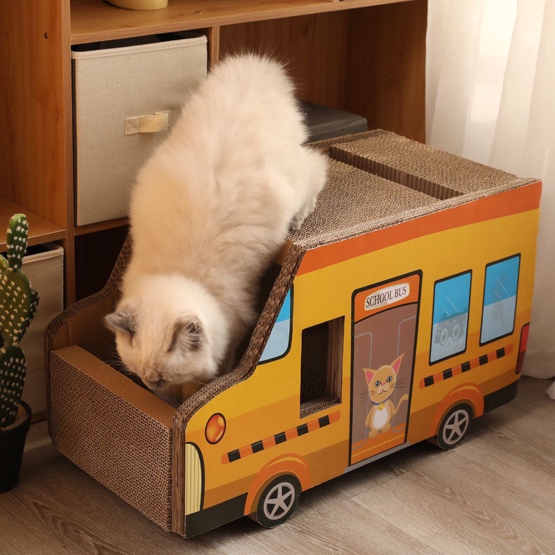 Ổ nằm kết hợp bàn cào móng School Bus cho mèo