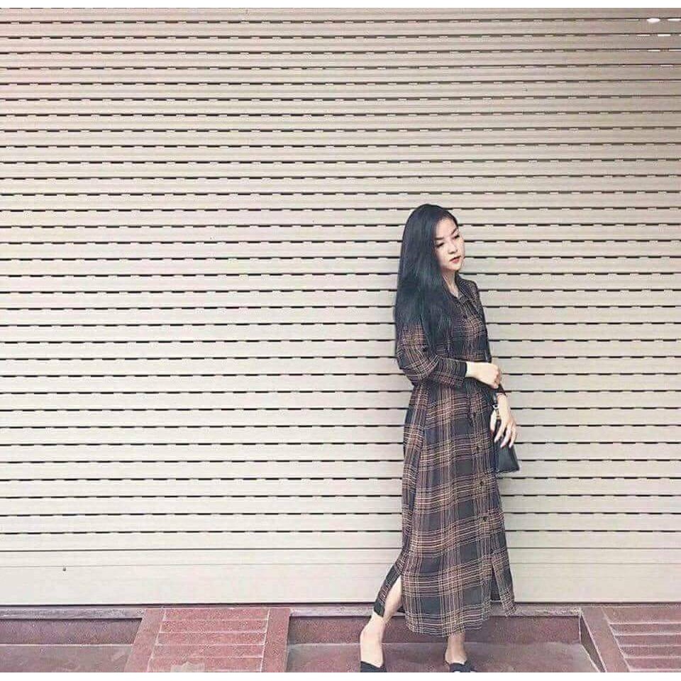 Đầm xuông kẻ dáng dài bầu béo bon chen thoải mái nhé! | BigBuy360 - bigbuy360.vn