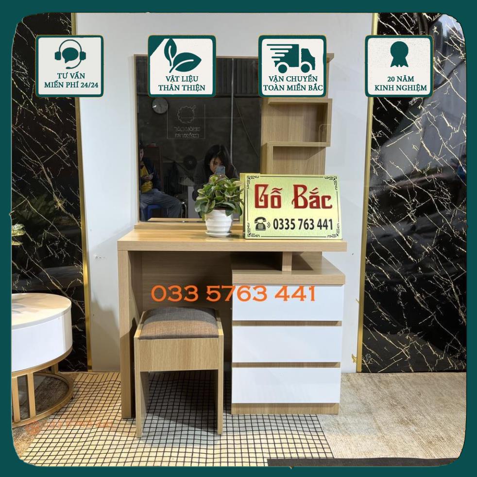Ghế bàn trang điểm gỗ MDF phủ melamine nhập khẩu - hàng loại 1 bao dày dặn chắc chắn, gương soi nịnh mắt hàng loại 1