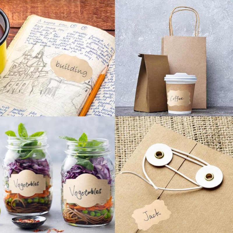 Set 250 Nhãn Dán Giấy Kraft Trang Trí Gói Quà Diy