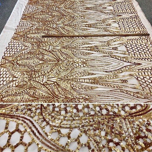 Vải ren kim sa màu da 903