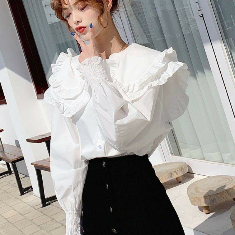 Áo sơ mi cổ sen bèo xinh xắn