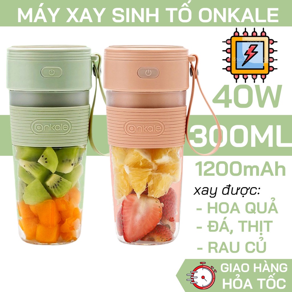 Máy Xay Sinh Tố ONKALE 300ML Cầm Tay Sử Dụng Pin Sạc Cổng USB Tiện Dụng Cao Cấp