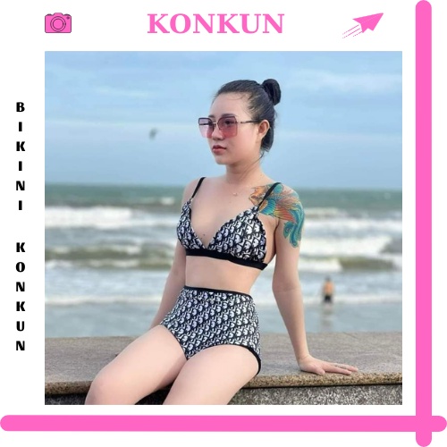 Đồ bơi nữ bikini đi biển họa tiết di.or 2 mảnh xexy KONKUN MS108