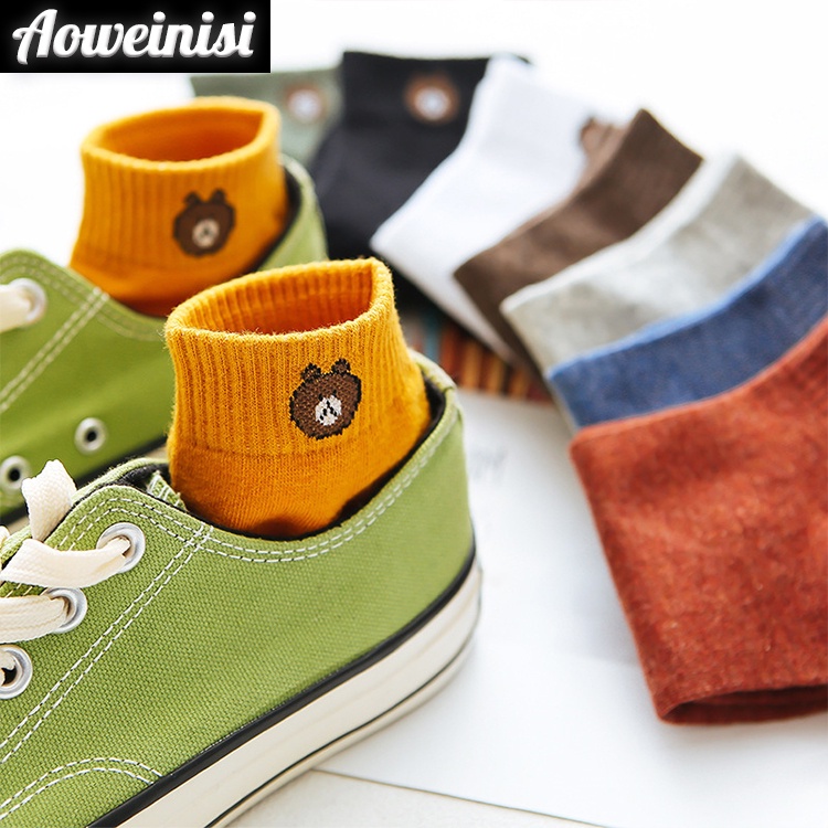 Vớ AOWEINISI cotton thời trang dành cho nữ với 10 màu tuỳ chọn