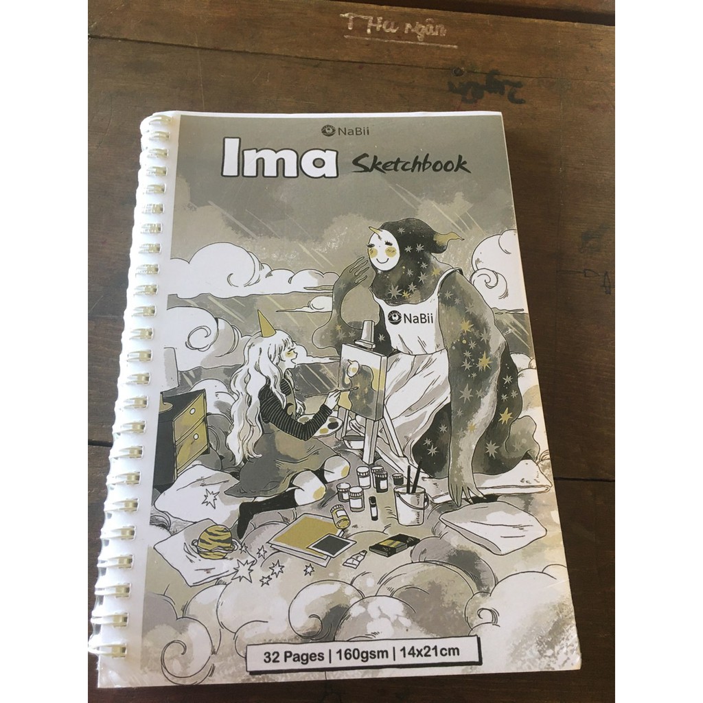 Giấy vẽ Nabii Ima Sketbook 160gsm 32tờ dạng sổ lò xo vẽ phác thảo,màu chì,marker