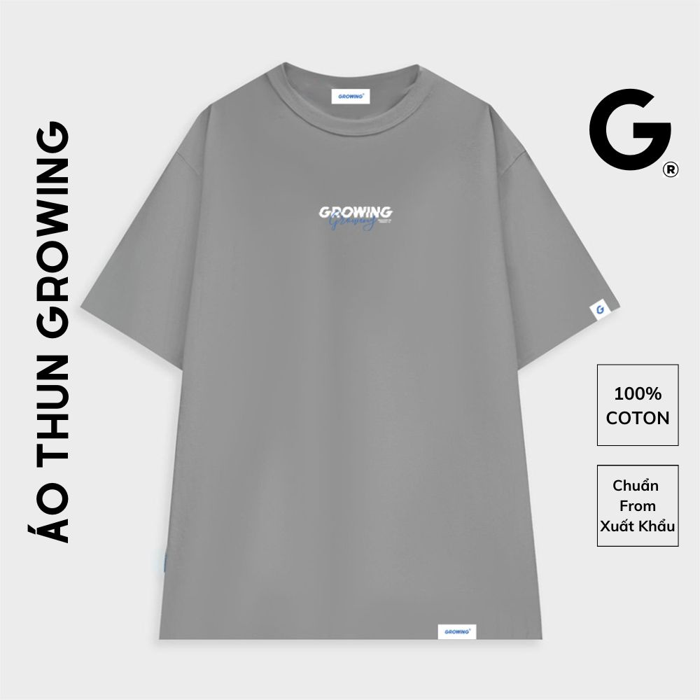 Áo Thun Xám Đậm Tay Lỡ Form Rộng Unisex Cotton 4 Chiều Thời Trang Hàn Quốc In Hình Signature ver 2.0 VT4 GROWING