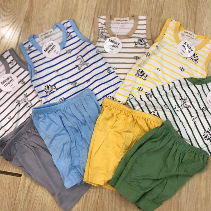 Bộ Minky Mom Ba Lỗ Thun Lạnh nhiều màu Bé 6-18kg