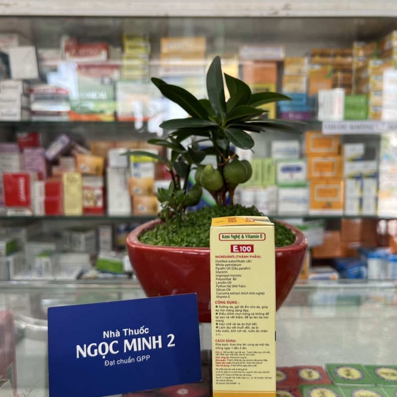 ✅  Kem Nghệ E100 ,Kem nghệ ngăn ngừa mụn mờ sẹo mờ vết thâm giữ ẩm trắng da E100 18,5g