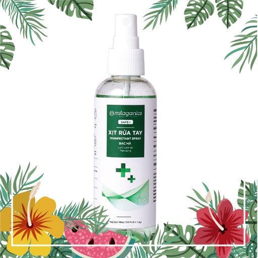 Xịt rửa tay khô MILAGANICS Bạc Hà Sát Khuẩn, Không Gây Khô Da 100ml chính hãng