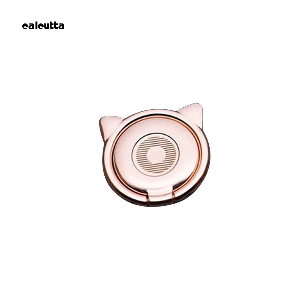 CAL_Universal Rotated Cute Cat Ears Metal Mobile Phone Finger Ring Holder Grip Stand