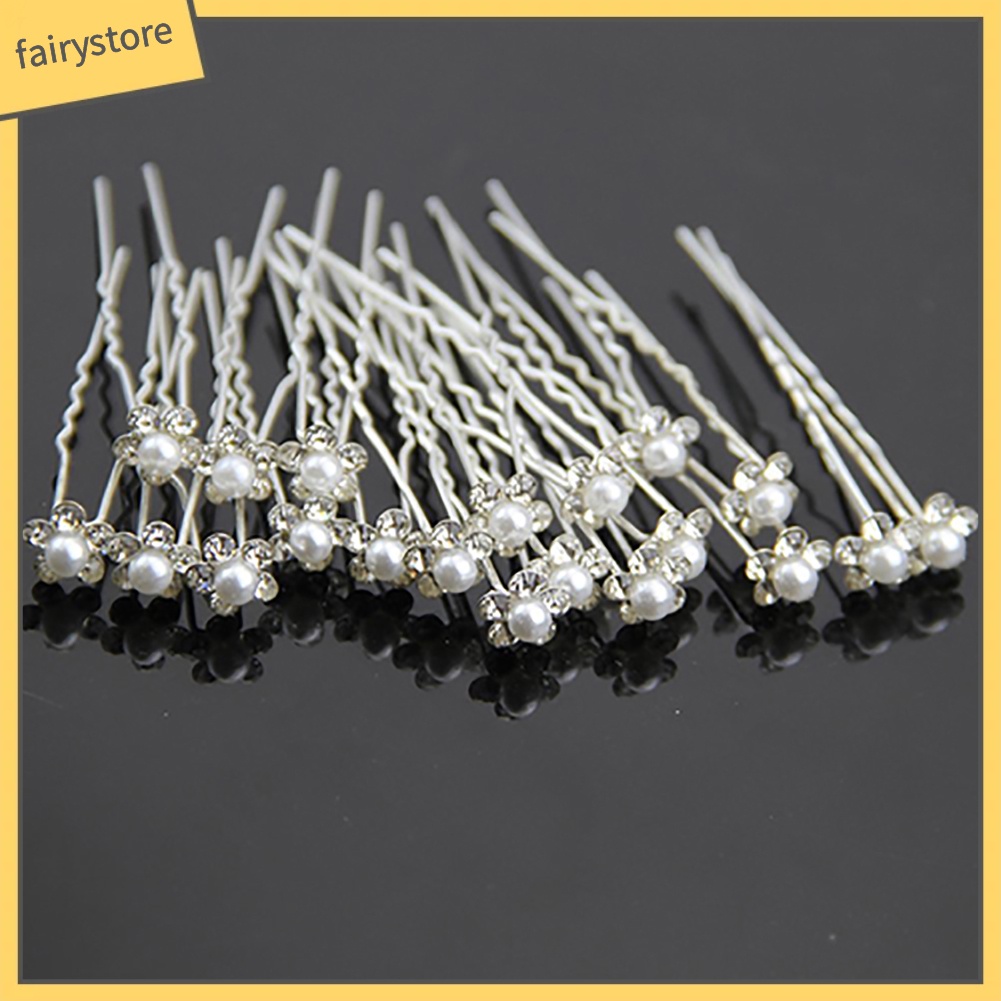 Set 20 kẹp tóc đính đá và ngọc trai giả thanh lịch dành cho cô dâu