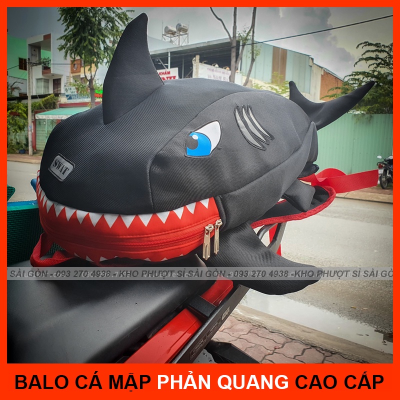 CHỌN MÀU - [HÀNG CHÍNH HÃNG] Balo hình dáng Cá Mập phản quang trong đêm siêu cute - Balo khủng long cá mập SWAT