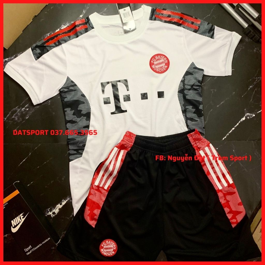 Bộ Áo Đấu Bayern Training 2021/22 ⚡FREE SHIP⚡ Bộ Quần Áo Bóng Đá CLB Bayern Training Trắng 2021/22 Vải Gai Thái Siêu Đẹp