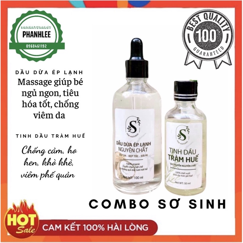 COMBO Dầu dừa ép lạnh và tinh dầu tràm Huế Sam Natural