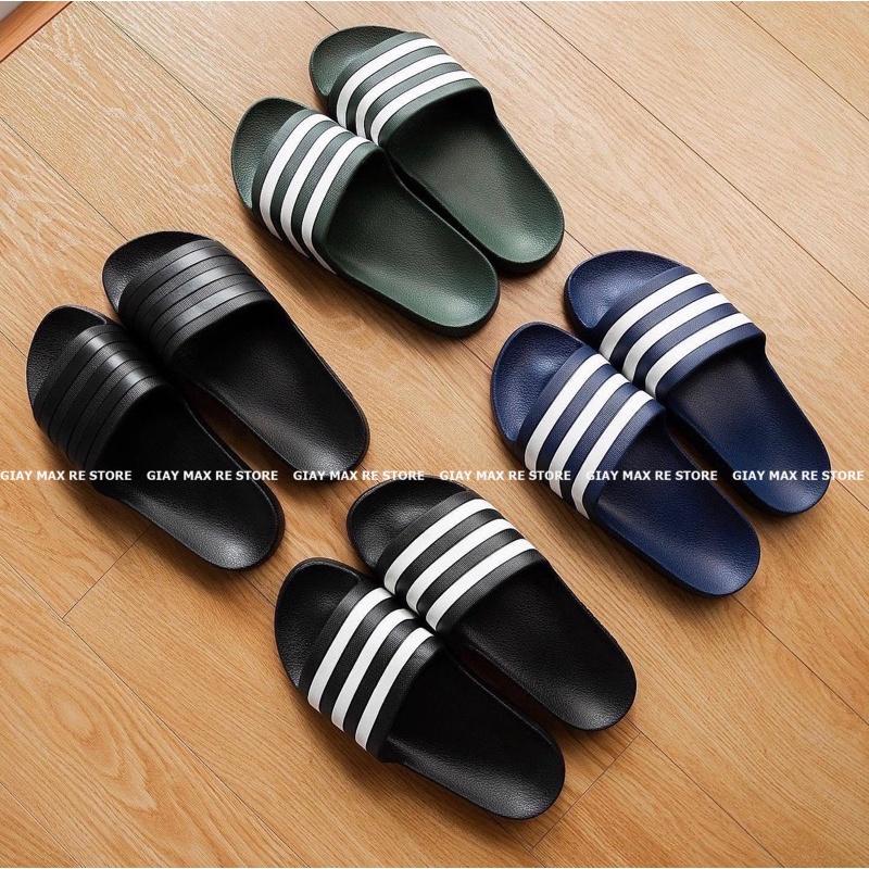 Dép đúc nguyên khối siêu nhẹ unisex Adidas chính hãng quai ngang 3 sọc thể thao chống nước full hộp box