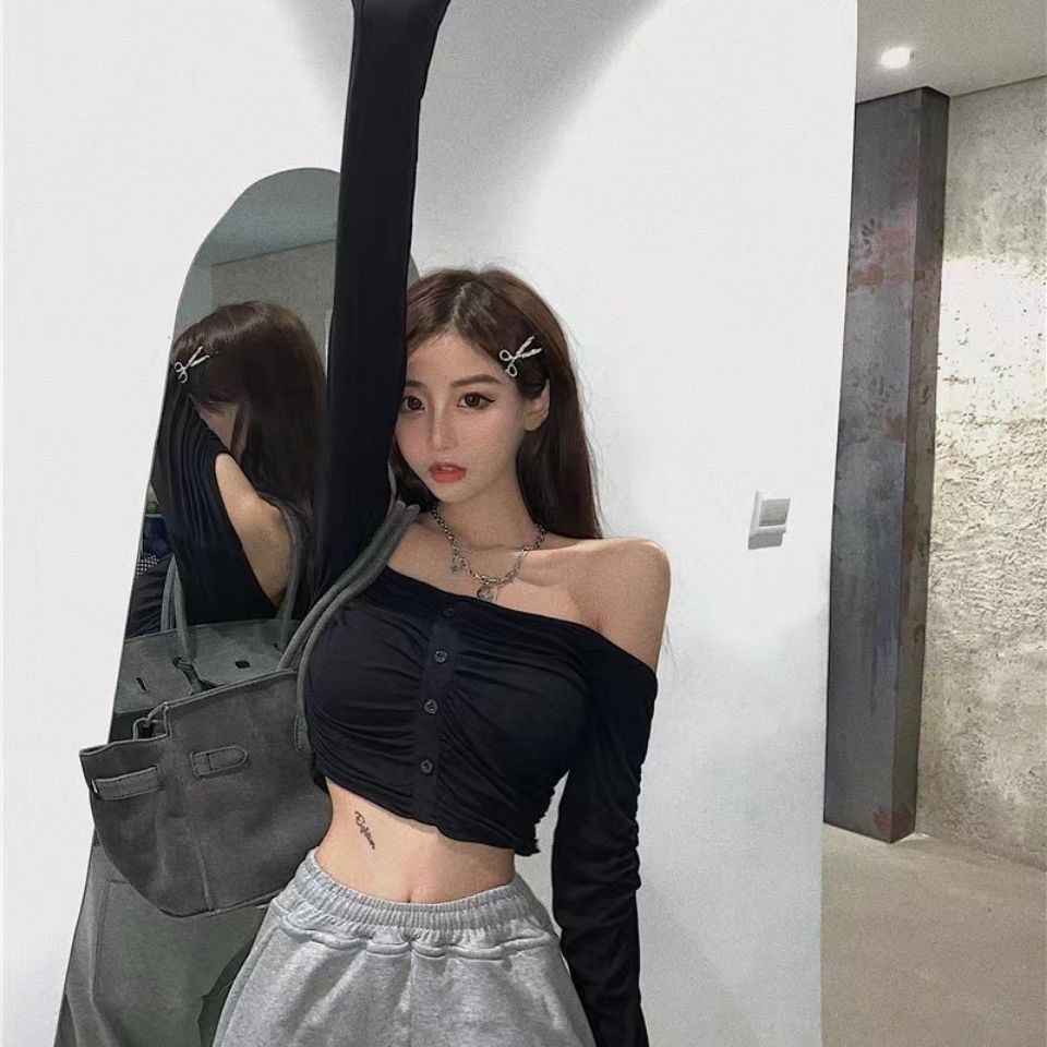 COZOK Áo thun trễ vai dáng ôm gợi cảm cho nữ