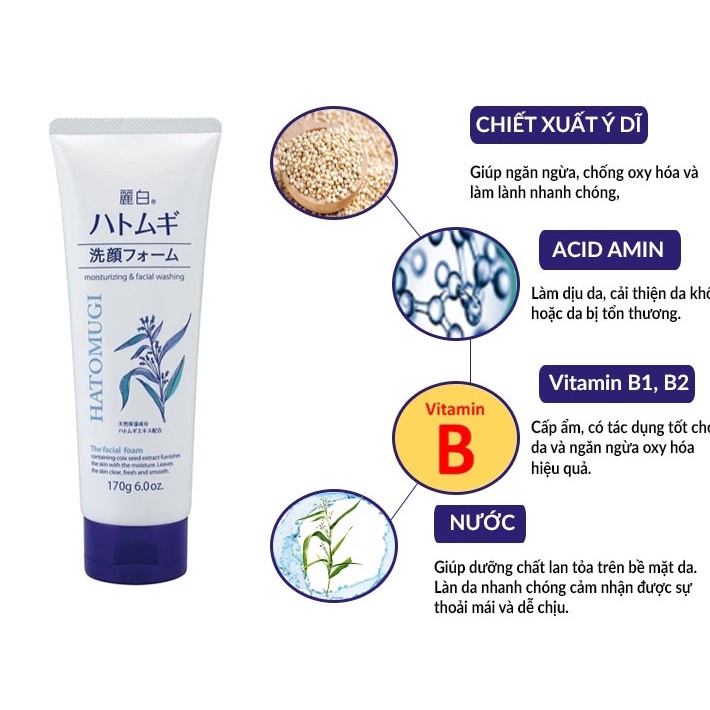 Sữa Rửa Mặt Tẩy Trang Và Làm Sáng Da Reihaku Hatomugi Cleansing Foam 130g