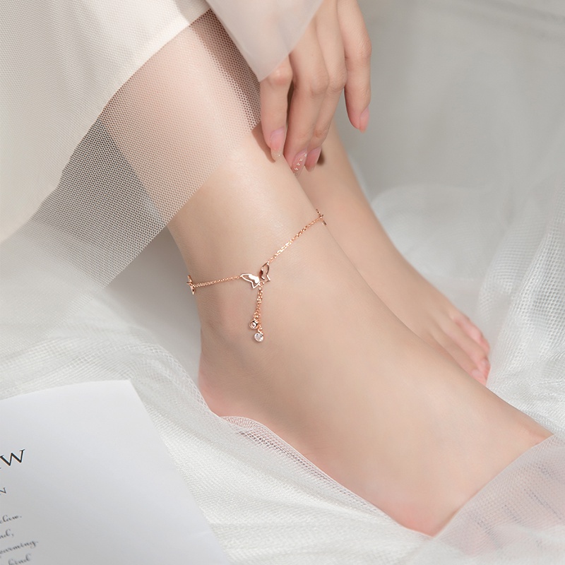 Lắc chân mặt hình bướm đính đá nhân tạo thời trang cho nữ