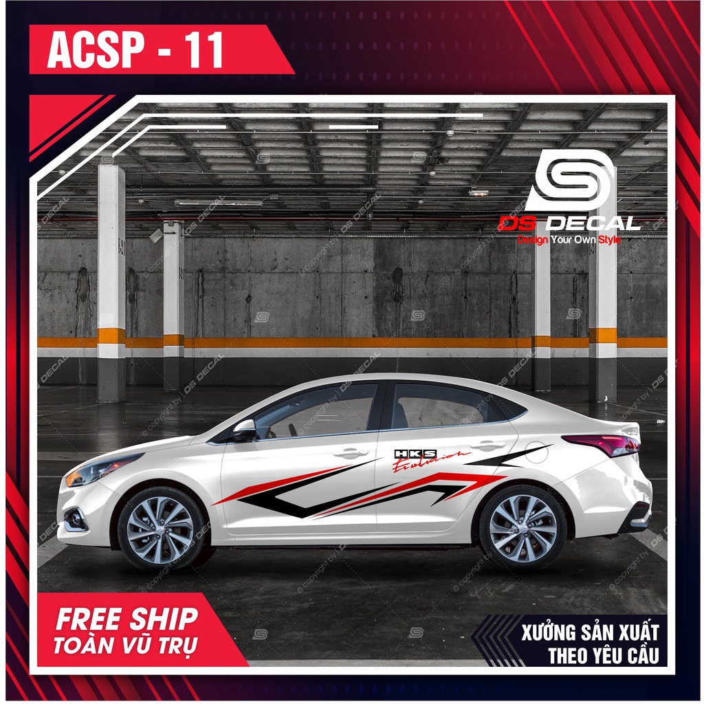 Tem dán xe ô tô Accent - 10, Sticker trang trí xe ô tô, decal PVC chống nước - DSDECAL