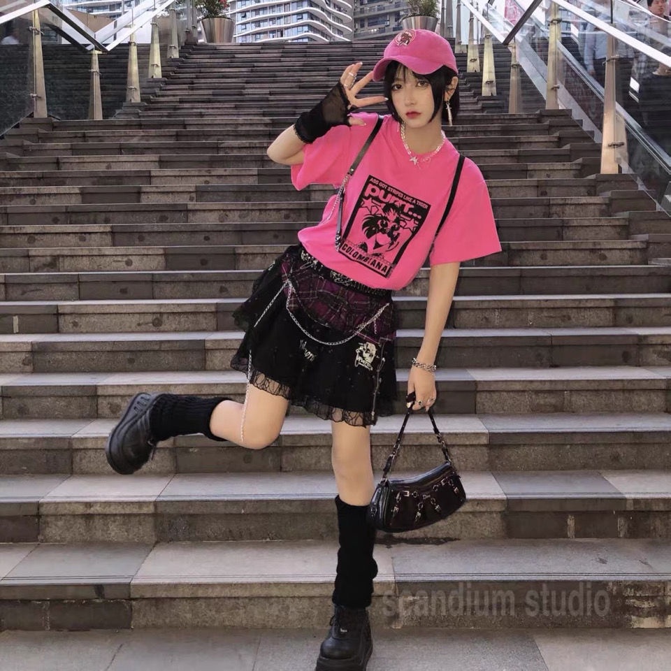 Y2k Vớ Len Harajuku Nhật Bản Màu Đen Xám Ống Rộng Cho Nữ jk