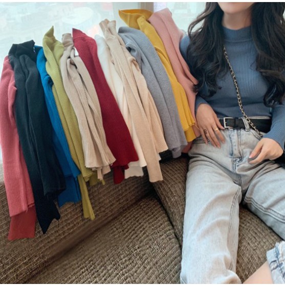 [quà tặng là chun buộc tóc ạ] Áo len tăm Quảng Châu 3 phân chất đẹp Loại I | BigBuy360 - bigbuy360.vn