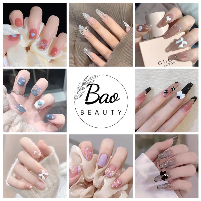 Set 24 Móng Tay Giả 2022 Họa Tiết 3D Trang Trí Nghệ Thuật