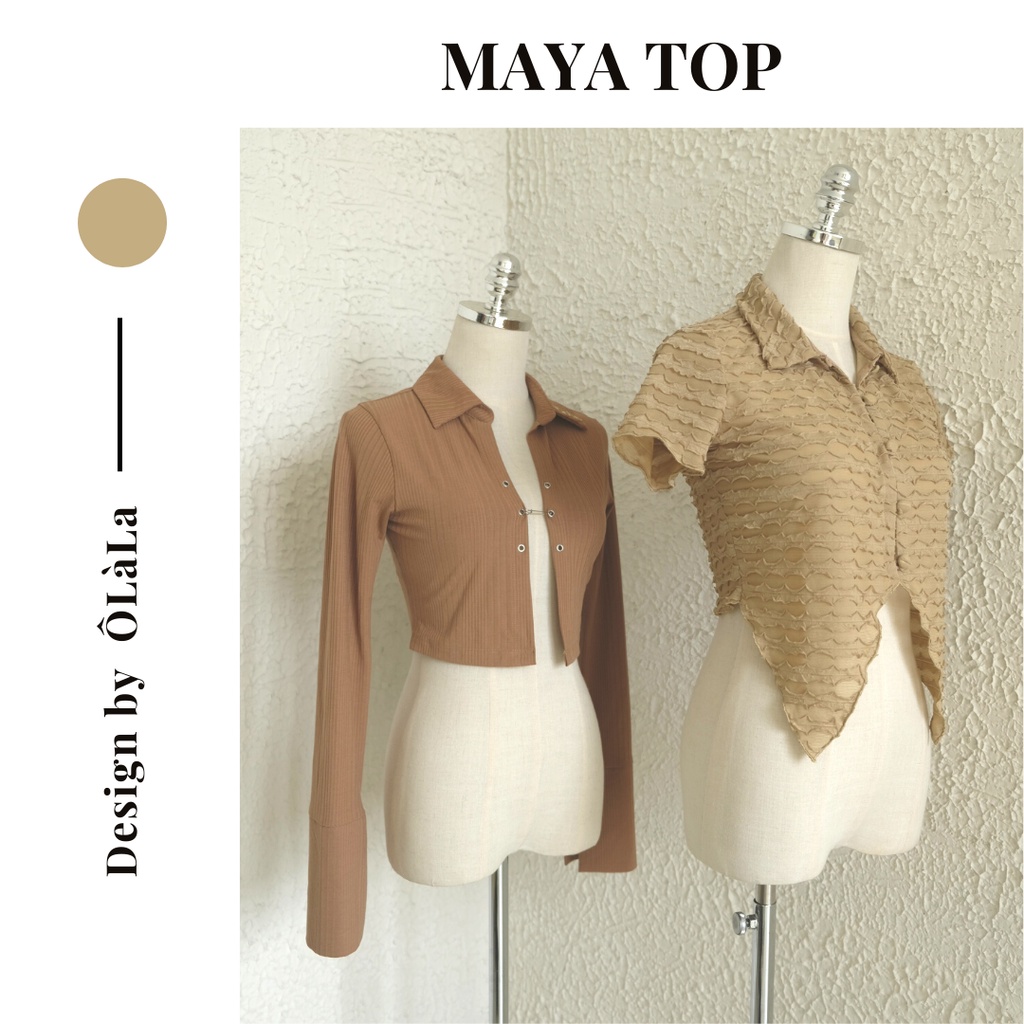 OLALASTUDIO Áo sơmi tay ngắn cách điệu Maya Top