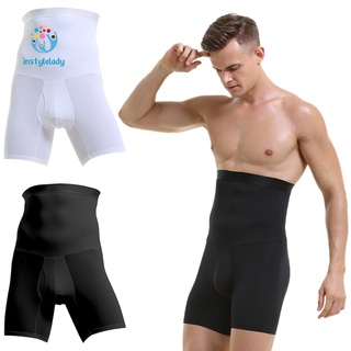 ✌ly Men Breathable High Waist Slimming Bodysuit Shorts Compression Shapewear Pants
