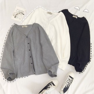 Áo Khoác Nỉ Cardigan Hàn Trơn Form Rộng Ulzzang (Ảnh thật)