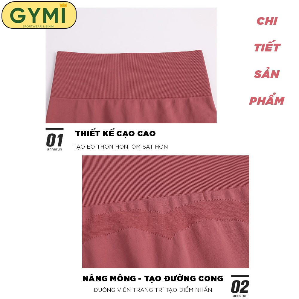 Quần tập gym yoga nữ GYMI QD10 dáng legging dài có viền mông lưng cao nâng mông co giãn tốt