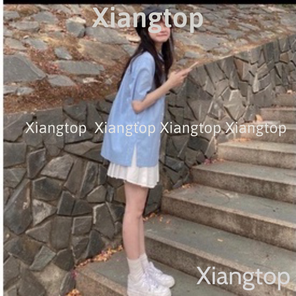 Áo kiểu nữ , Áo sơ mi xẻ cúc bên cách điệu phong cách Hàn Quốc A2444 Xiangtop