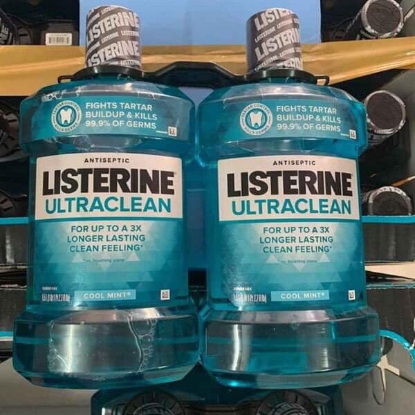 [COMBO] Bộ 2 Chai Nước Súc Miệng Listerine Ultraclean Cool Mint For Up To A 3X Longer Lasting Clean 