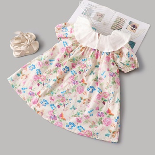 Váy Cho Bé Gái Công Chúa Xòe Cánh Tiên Họa Tiết Hoa Kèm Nơ Sau Xinh Xắn Babi mama - V35