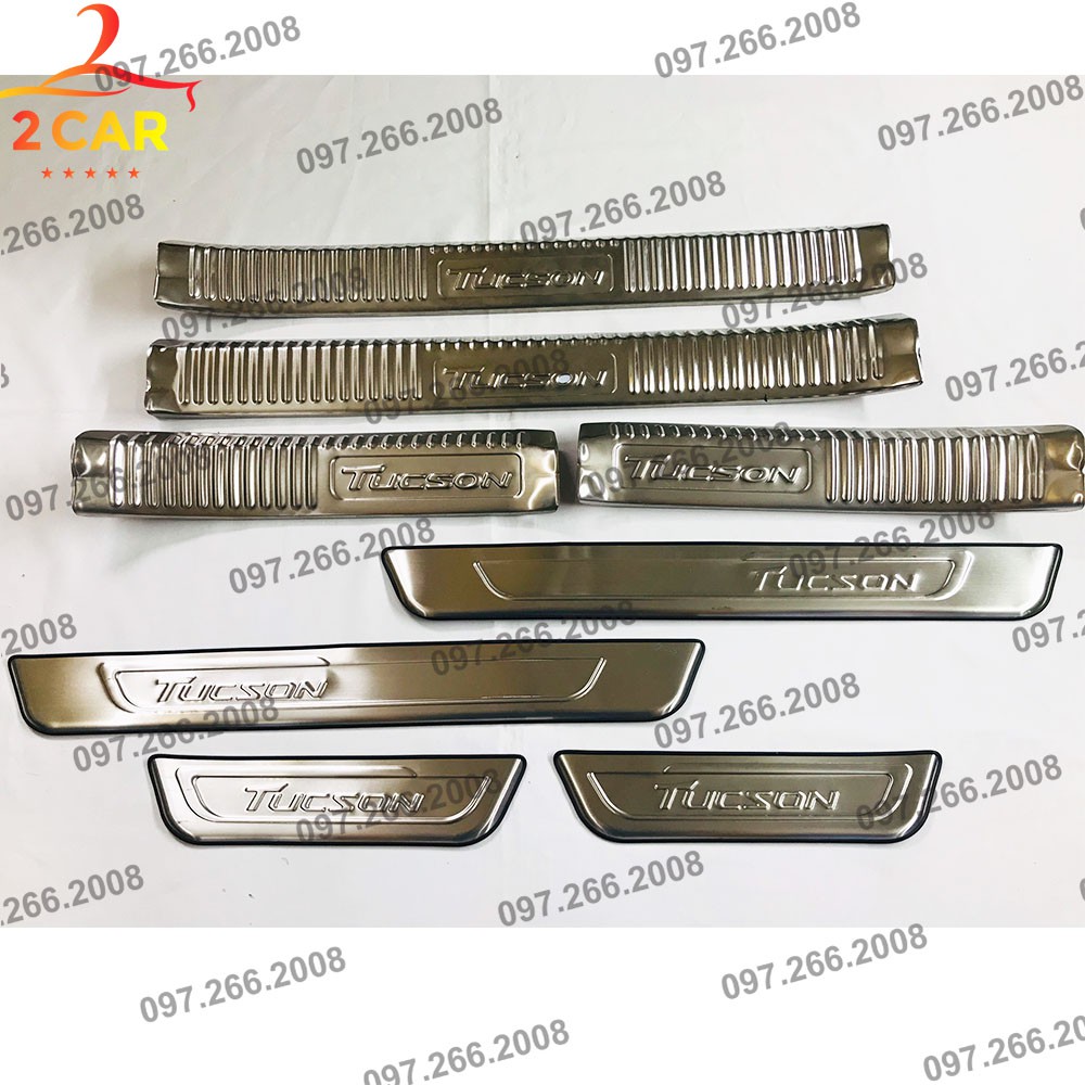 Ốp bậc cửa, nẹp bước chân trong, ngoài xe TUCSON 2016- 2017 2018 2019 2020 2021 chất liệu INOX cao cấp