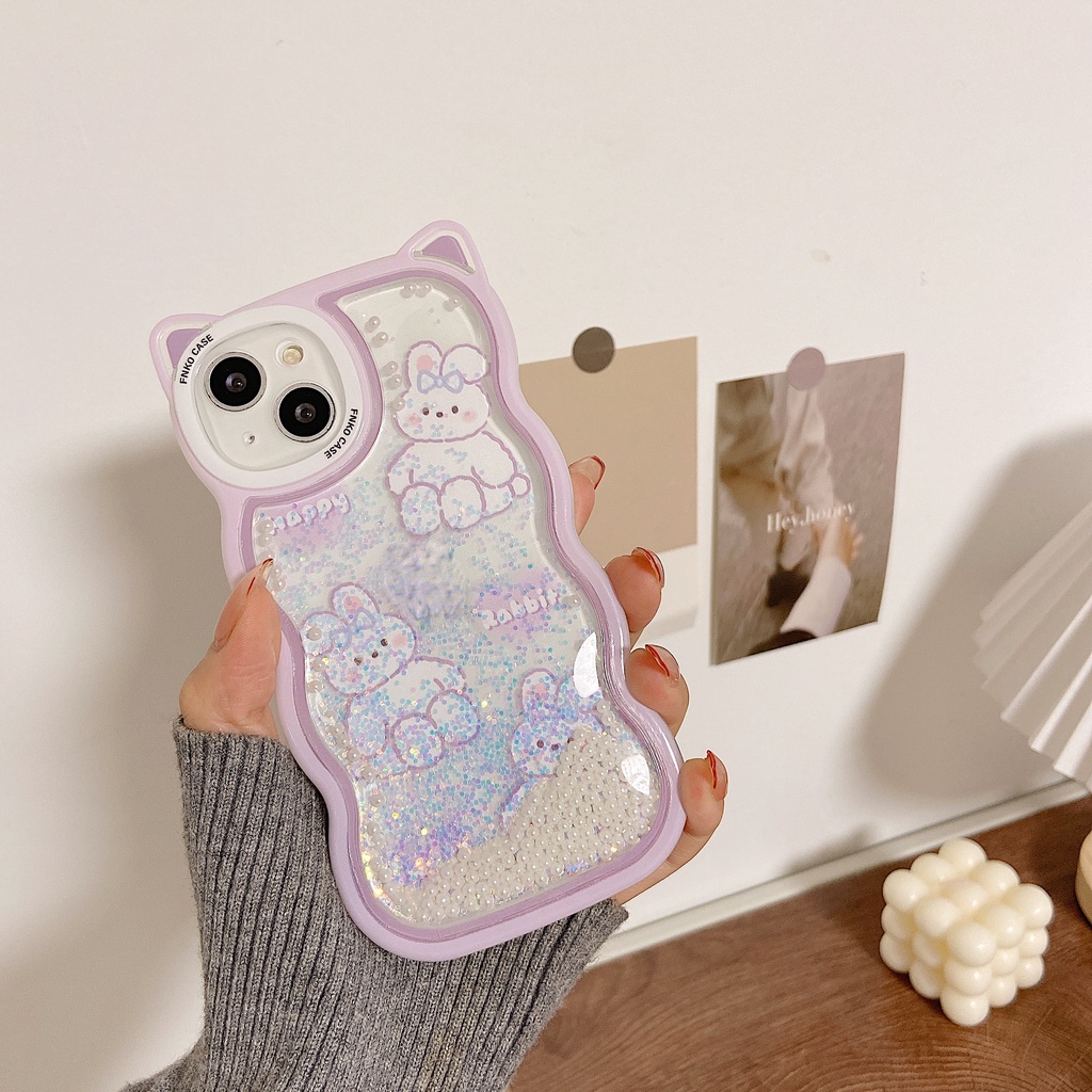 Ốp Điện Thoại Kim Tuyến Nước Chống Sốc Hình Tai Mèo Dễ Thương Cho IPhone 7 8 Plus X XR XS Max 11 12 13 Pro Max