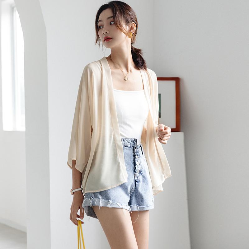 Áo Khoác Voan Mỏng Dáng Rộng Ngắn Tay Thời Trang Mùa Hè Dành Cho Nữ