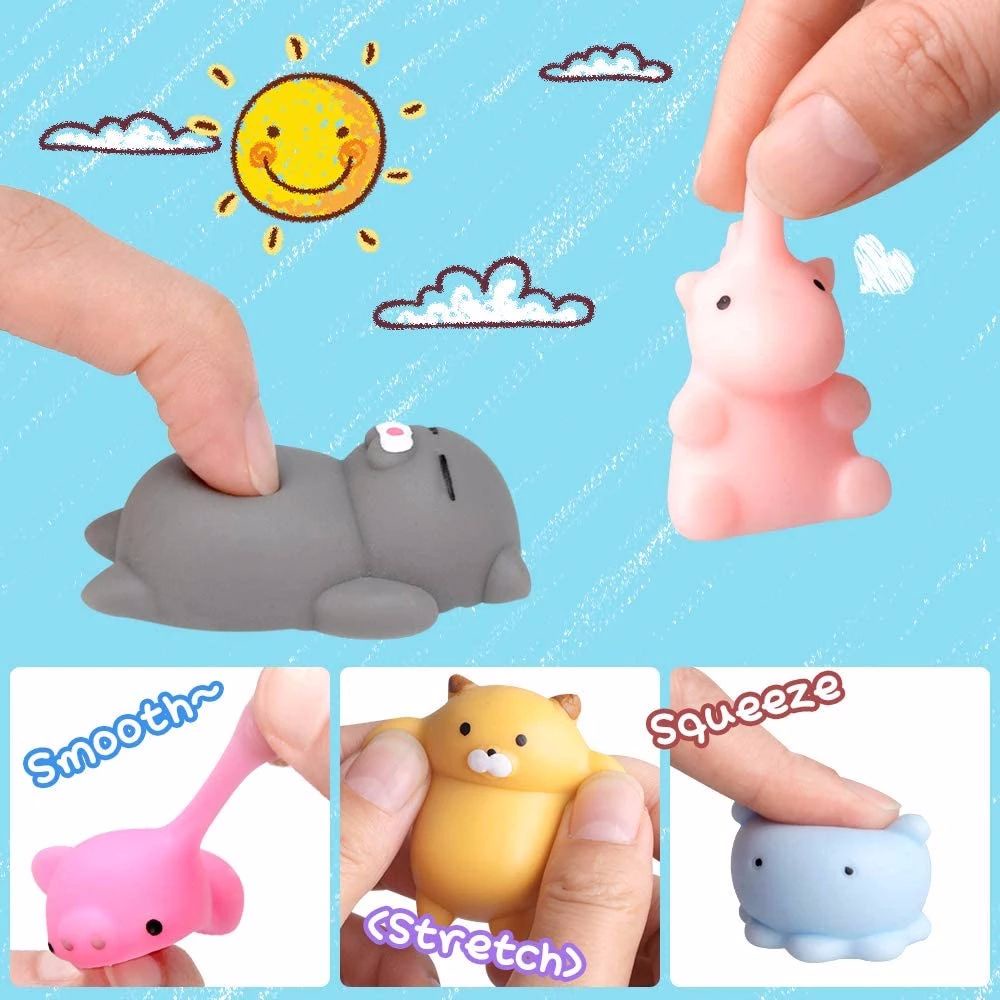 DARNELL 10Pcs/set Stress Relief Toy Soft Kawaii Animal Mochi Toys Desktop Ornaments Party Cute Funny Mini Mochi Creativity Stress Relief Toy