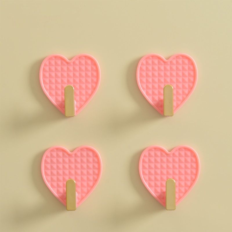 Set 4 Móc Treo Đồ Hình Trái Tim Bằng Nhựa Tiện Dụng Cho Phòng Khách / Phòng Ngủ