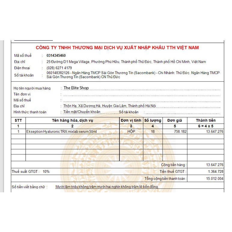 Ekseption Hyaluronic TRX Serum dưỡng ẩm và đều màu da