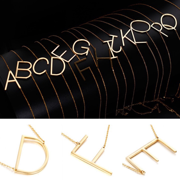 Dây chuyền MAYEBE LAVEND bàng thép titan mặt chữ cái thời trang