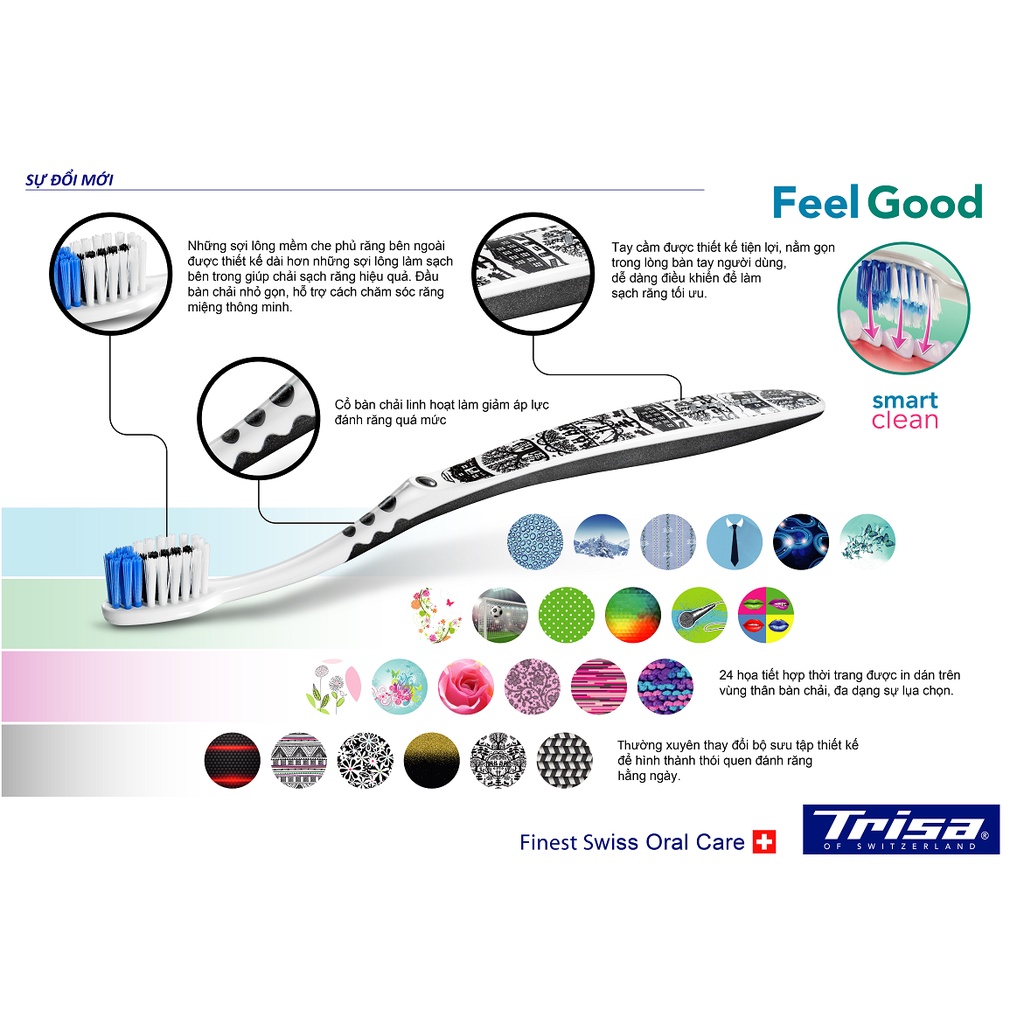 Bàn Chải Đánh Răng Phong Cách Trisa Feelgood Bàn Chải Được Thiết Kế Nhiều Hình Dạng Màu Sắc Đa Dạng