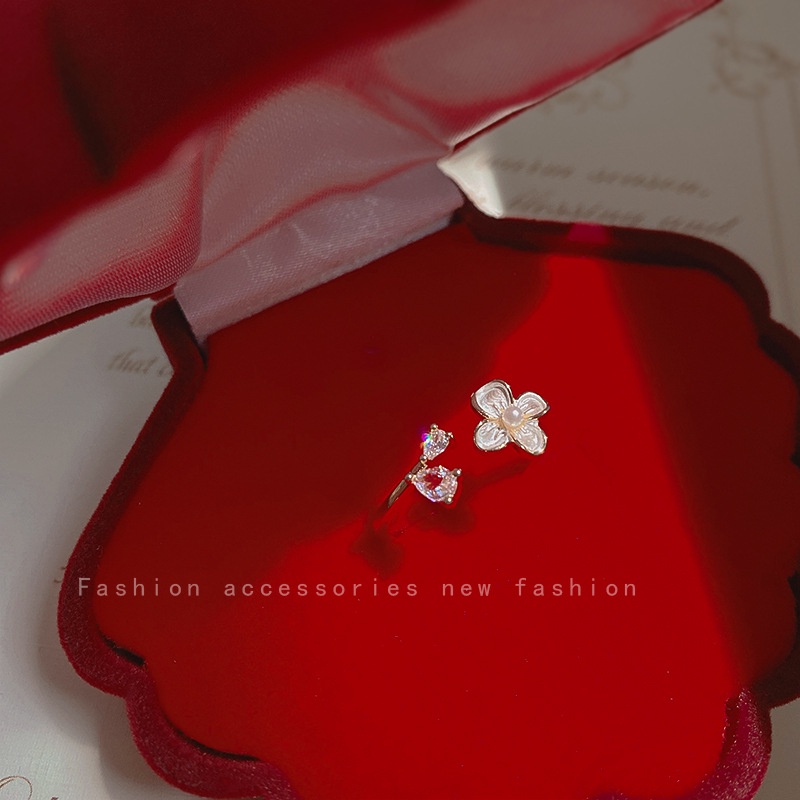 Nhẫn Hai Lớp Đính Đá Zircon Phong Cách Hàn Quốc Cá Tính Dành Cho Nữ