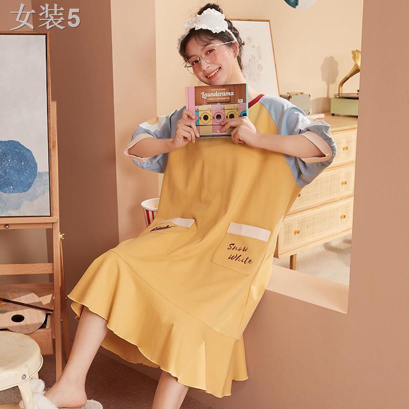 Bộ đồ ngủ pijama nữ cotton mùa hè mới, sinh phiên bản hàn quốc, bà bầu dễ thương có thể mặc ở nhà hoạt hình xuâ