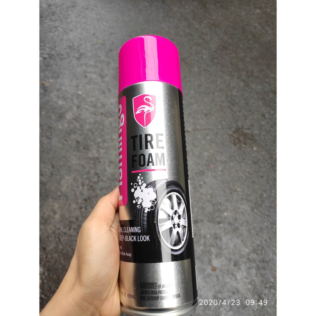 Làm Sạch Lốp Dưỡng Nhựa Nhám 2 Trong 1 Flamingo TIRE FOAM 650mL