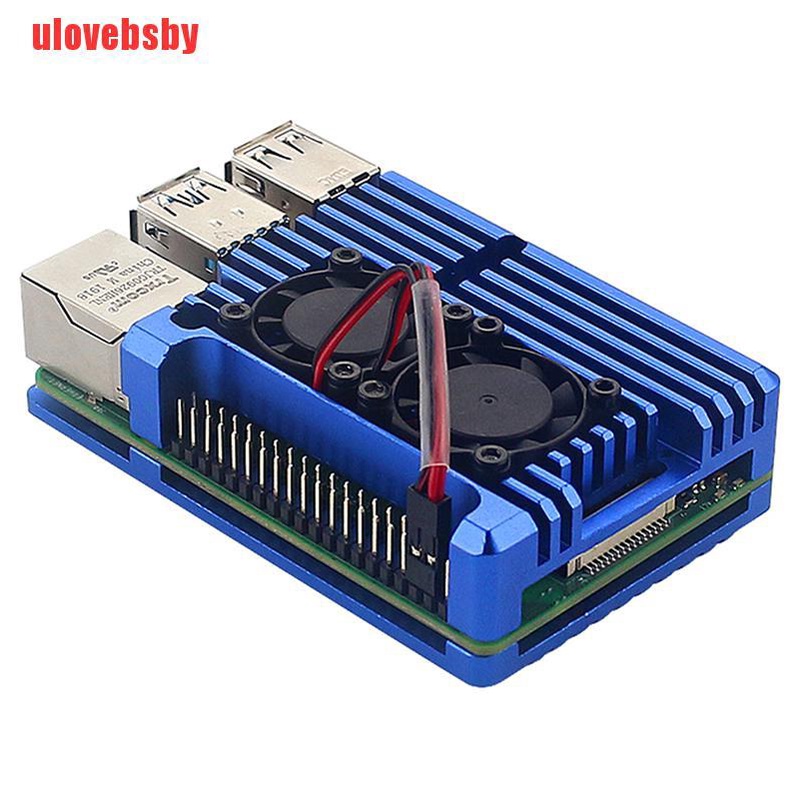 [ulovebsby]For Raspberry Pi 4B Latest CNC Aluminum Alloy Case Enclosure W/ 2x Cooling Fan