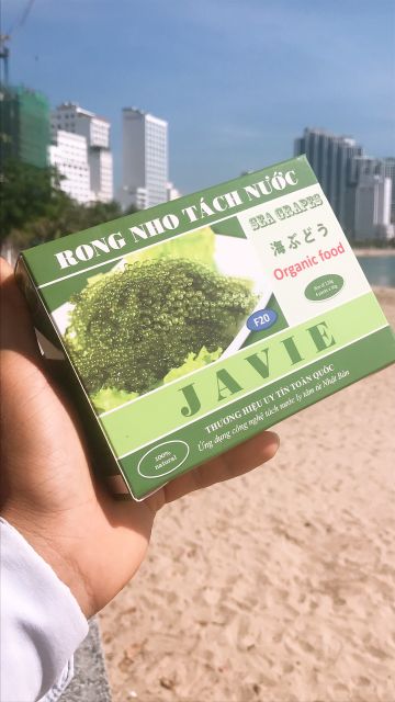 Hộp 120gr rong nho tách nước JAVIE  tặng 2 gói xốt mè rang. rong biển. rong nho