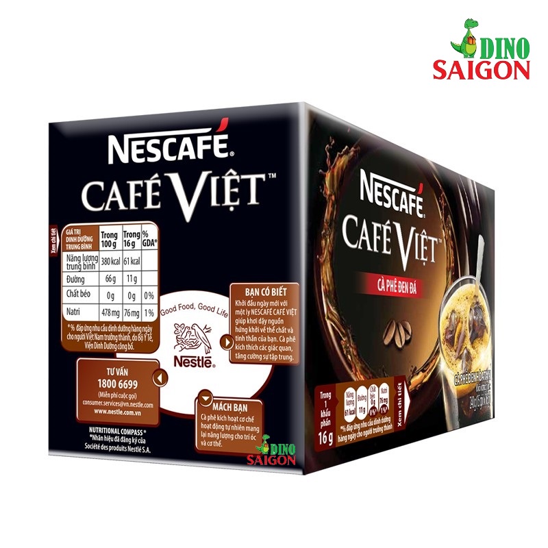 Combo 4 Hộp Cà Phê Hòa Tan NESCAFÉ Café Việt Đen Đá (Hộp 15 Gói x 16g)